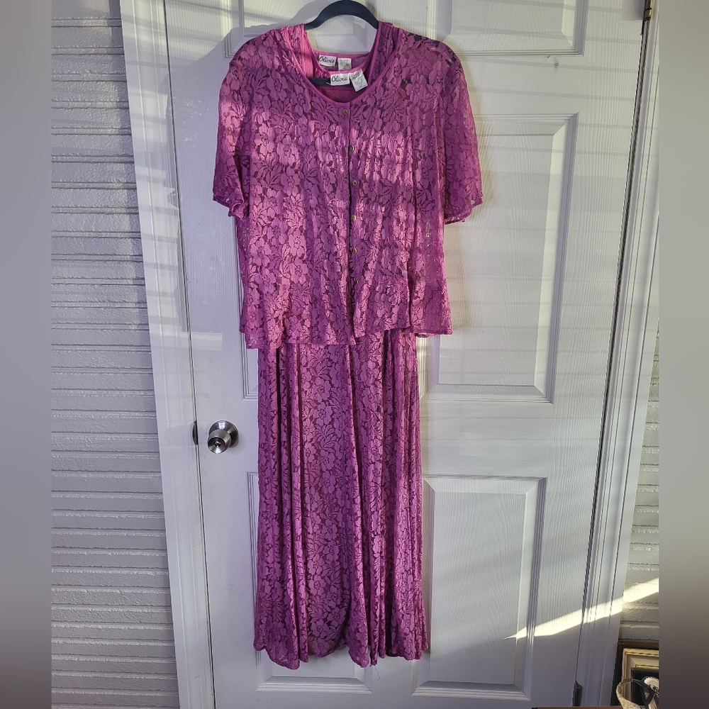 Vintage Romantic Lace Dress and Jacket Set